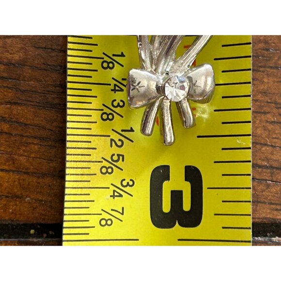 Vintage Faux Pearl Brooch Statement Silver-tone Balloon Bouquet with Bow 2.5 In - Picture 5 of 16